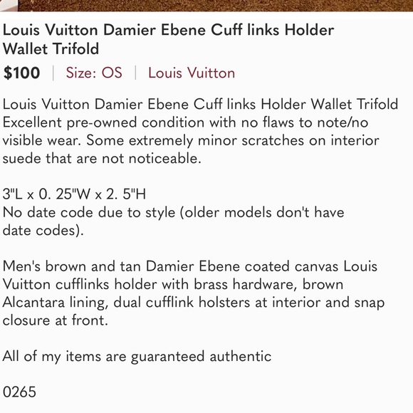 Louis Vuitton Damier Ebene Cuff links Holder Wallet Trifold - Picture 2 of 4
